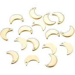 UNICRAFTALE 20pcs Golden Moon Pattern Pendants Stainless Steel Charms 1mm Small Hole Pendant Metal Material Charm for DIY Bracelet Necklace Jewelry Making Craft 10x7x1mm