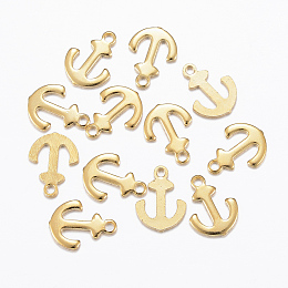 Honeyhandy 201 Stainless Steel Charms, Anchor, Golden, 12x9x1mm, Hole: 1.2mm