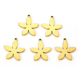 Honeyhandy Vacuum Plating 304 Stainless Steel Pendants, Laser Cut, Flower, Golden, 16x14x1mm, Hole: 1.2mm