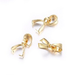 Honeyhandy 304 Stainless Steel Pendant Pinch Bails, Golden, 9x7x2.5mm, Hole: 5x3.5mm