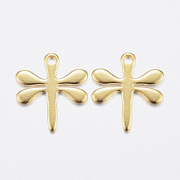 Honeyhandy 304 Stainless Steel Charms,  Dragonfly, Golden, 12x10.5x0.8mm, Hole: 1mm