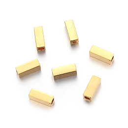 Honeyhandy 201 Stainless Steel Beads, Rectangle, Golden, 8x3x3mm, Hole: 0.8~2mm