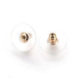 Honeyhandy 304 Stainless Steel Ear Nuts, Earring Backs, with Plastic, Golden, 11.5x6mm, Hole: 1.2mm, Fit For 0.6~0.9mm Pin