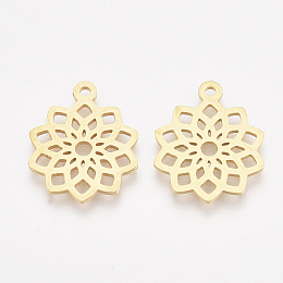 Honeyhandy 201 Stainless Steel Pendants, Flower, Golden, 19x16x1mm, Hole: 1.4mm