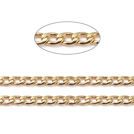Honeyhandy Brass Curb Chains, Cuban Link Chains, Chunky Chains, Soldered, Long-Lasting Plated, with Spool, Real 18K Gold Plated, 9x6x1.5mm, about 16.4 Feet(5m)/roll