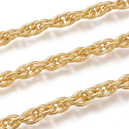 Honeyhandy Brass Rope Chains, with Spool, Long-Lasting Plated, Unwelded, Real 18K Gold Plated, 10x7x2mm, about 16.4 Feet(5m)/roll