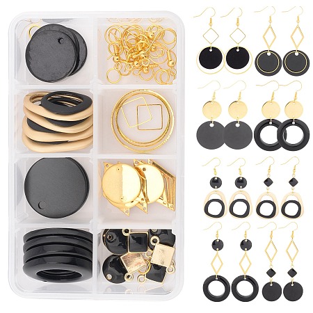 SUNNYCLUE DIY Dangle Earring Making Kits, include Acrylic & Aluminium & Freshwater Shell & Alloy Pendants, Brass & Alloy & 304 Stainless Steel Links, Brass Earring Hooks, Golden