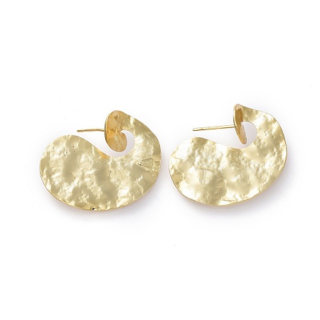Honeyhandy Brass Stud Earrings, with Ear Nuts and 925 Sterling Silver Pin, Golden, 25~26x28~29mm, Pin: 0.7mm