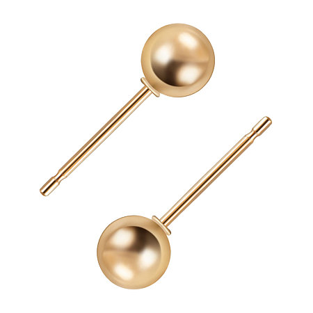 BENECREAT 60 PCS  Gold Plated Earring Studs Earring Posts Ball Studs for DIY Making Findings - 15x5mm