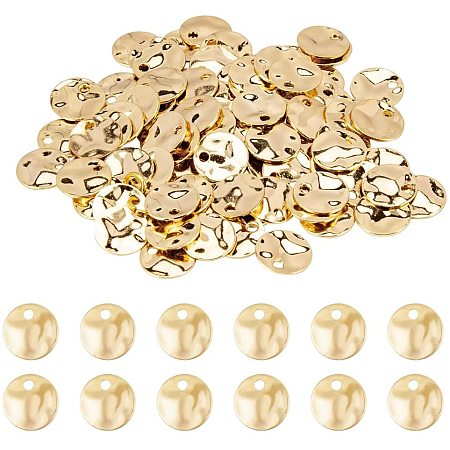 PandaHall Elite 100 pcs 8mm Brass Flat Round Blank Stamping Tag Pendants Charms for Earring Bracelet Necklace Jewelry DIY Craft Making, Golden