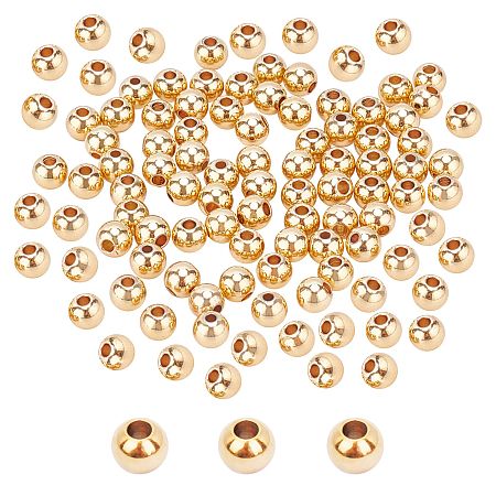 Brass Beads, Long-Lasting Plated, Rondelle, Real 14K Gold Plated, 6x5.5mm, Hole: 1.6mm; 150pcs/box