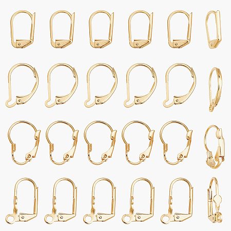 SUNNYCLUE 1 Box 24Pcs 4 Styles Leverback Earring Findings Leverback French Earring Hooks Wire Earring Findings for Jewelry Making Earring DIY Making, Golden
