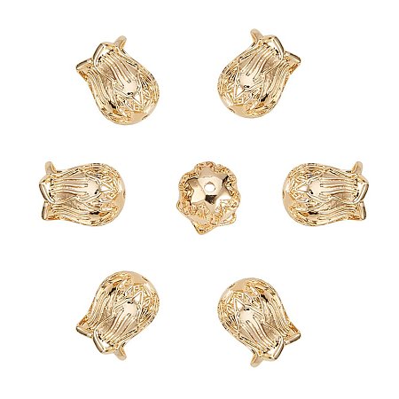 NBEADS 20PCS Brass Flower Cup Shaped Bead Caps/Cones Beads End Caps for Jewelry Making - Real Gold-Filled