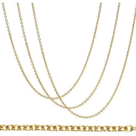 BENECREAT 20 Strands 20 Inches 304 Stainless Steel Link Cable Chains 1.5mm Gold Necklace Chains with Spring Clasps and Clear Plastic Box for Jewelry Making