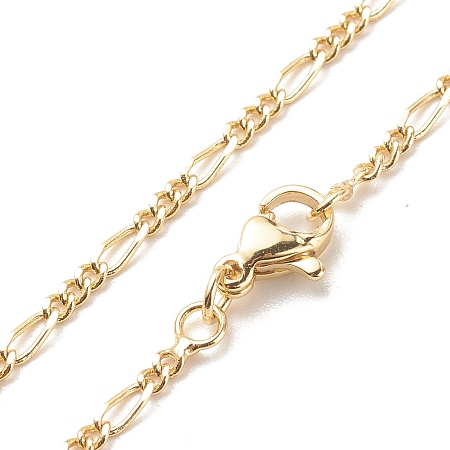 Honeyhandy Brass Figaro Chains Necklace for Women, Cadmium Free & Lead Free, Real 18K Gold Plated, 17.52 inch(44.5cm)