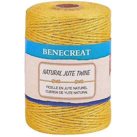BENECREAT 656 Feet 2mm Natural Jute Twine 3Ply Yellow Jute String Rope for Gardening, Gift Packing, Arts & Crafts and Party Decoration