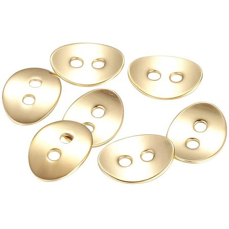 Pandahall Elite 10pcs 2 Holes Golden Stainless Steel Buttons Oval Buttons for Costume Design Shirts Sewing Fasteners Crafts Crochet Manual Button Painting Handmade Ornament DIY Projects