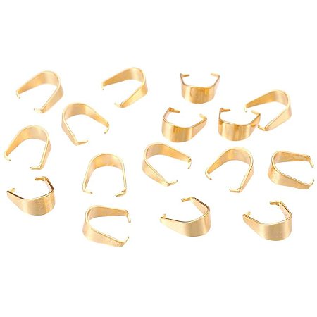 UNICRAFTALE 300pcs Stainless Steel Snap on Bails Golden Pinch Bails Metal Pendant Bails Clasps Connectors for Pendant Jewelry Making 7x6.5x3mm