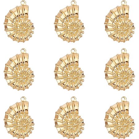 UNICRAFTALE 10pcs Golden Conch Shell Charm Pendants Stainless Steel Dangle Pendant Metal Hypoallergenic Snail Shell Charms for Jewelry Making 21x15mm