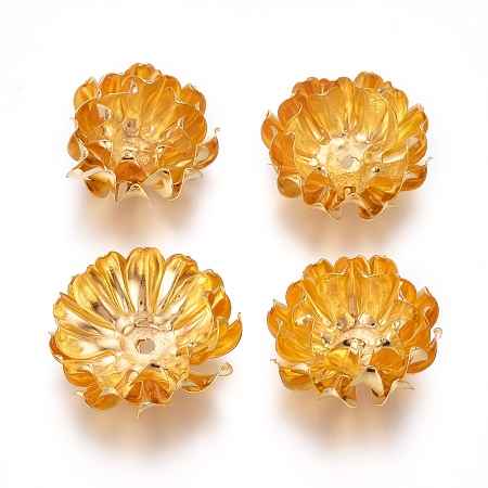 ARRICRAFT Electroplated Iron Bead Caps, Flower, Real 18K Gold Plated, 19x10mm, Hole: 1.6mm