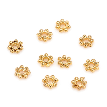 Honeyhandy Alloy Daisy Spacer Beads, Long-Lasting Plated, Flower, Golden, 4x1mm, Hole: 1mm