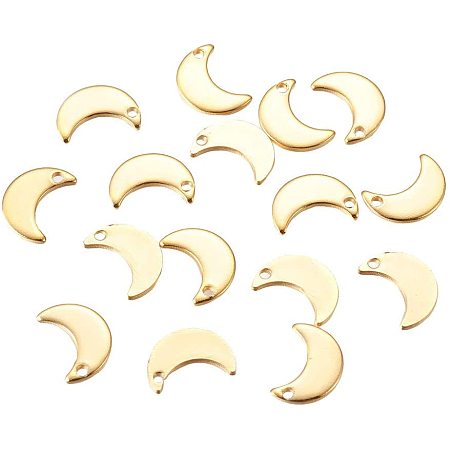 UNICRAFTALE 20pcs Golden Moon Pattern Pendants Stainless Steel Charms 1mm Small Hole Pendant Metal Material Charm for DIY Bracelet Necklace Jewelry Making Craft 10x7x1mm