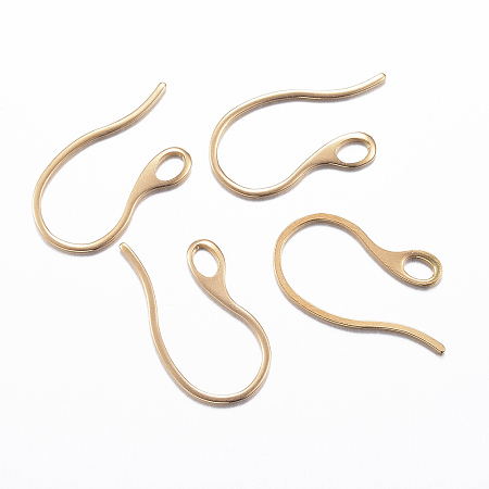 Honeyhandy Ion Plating(IP) 304 Stainless Steel Earring Hooks, with Horizontal Loop, Golden, 22x11.5x1mm, Hole: 2.5x3.5mm