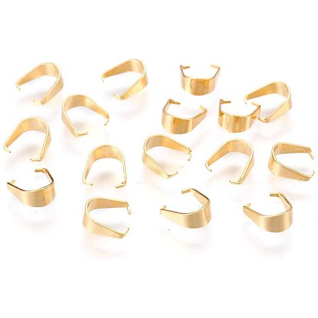 UNICRAFTALE 20pcs Stainless Steel Snap on Bails Golden Pinch Bails Pendant Bails Connectors Pushed Clasps for Jewelry Pendant Making,7x6.5x3mm Pin 0.5mm