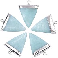 CHGCRAFT 5pcs Amazonite Triangle Charms with Platinum Iron Findings Electroplate Sodalite Natural Stone Pendants for Women Necklace Bracelets Jewelry Making DIY Crafts, Hole 1.6mm
