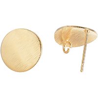 BENECREAT 20PCS 18K Gold Plated Circle Disc Earring Studs Drop Earring Stud with Hoop for DIY Jewelry Making Findings, 15mm in Diameter