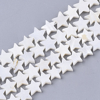ARRICRAFT Freshwater Shell Beads Strands, Dyed, Star, White, 9~10.5x9.5~11.5x2~3mm, Hole: 1mm, about 38pcs/Strand, 11.8 inches~13.3 inches