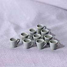 Honeyhandy Resin Miniature Teacup Ornaments, Micro Landscape Garden Dollhouse Accessories, Pretending Prop Decorations, Gray, 16x13mm, 10pcs/set.