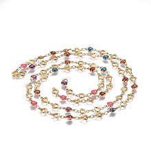 Honeyhandy 304 Stainless Steel Enamel Chains, Soldered, Heart, Colorful, Golden, 10x5.5x1.5mm