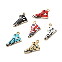 Alloy Enamel Pendants, Golden, Shoes Charm, Mixed Color, 12.5x20x2mm, Hole: 1.4mm