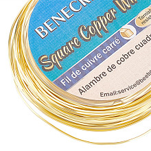 BENECREAT 32.8Feet 21Gague Golden Square Copper Wire, Tarnish-Resistant Copper Craft Wire for Jewelry Beading Craft Work