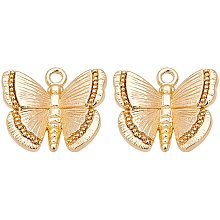 BENECREAT 20pcs Brass Mini Butterfly Charms 18K Gold Plated Cute Butterfly Pendant Bracelet Charms Tiny Insect Charm(10x11x3mm) for DIY Necklace Bracelet Earrings Jewelry Making DIY Craft