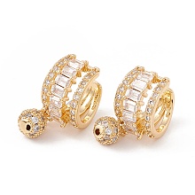 Honeyhandy Clear Cubic Zirconia Cuff Earrings with Round Ball Charm, Brass Wide Chunky Rings for Women, Lead Free & Cadmium Free, Real 18K Gold Plated, 21x15x9.5mm