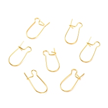 Honeyhandy Brass Hoop Earring Findings, Kidney Ear Wire, Long-Lasting Plated, Real 18K Gold Plated, 19x9x4mm, Pin: 0.7mm