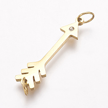 Honeyhandy 316 Surgical Stainless Steel Links connectors, with Rhinestone, Arrow, Golden, 26.5x7x1.5mm, Hole: 3.5mm