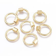 Honeyhandy Brass Screw Carabiner Lock Charms, for Necklaces Making, Long-Lasting Plated, Cadmium Free & Lead Free & Nickel Free, Ring, Real 18K Gold Plated, 20x2mm, Screw: 6x5x5mm