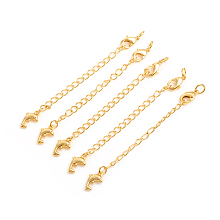 Honeyhandy Brass Chain Extender, with Curb Chains and Lobster Claw Clasps, Long-Lasting Plated, Dolphin, Real 14K Gold Plated, 73x3mm, Clasp: 10x6x2.5mm, Jump Ring: 5x1mm, Inner Diameter: 3mm