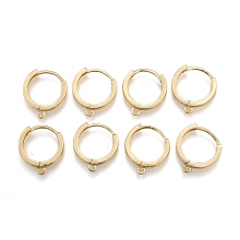 ARRICRAFT Brass Huggie Hoop Earring Findings, Nickel Free, Real 18K Gold Plated, 16.5x14.5x3.5mm, Hole: 1.5mm, Pin: 1mm