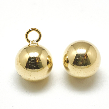 Honeyhandy Brass Charms, Round, Real 18K Gold Plated, 14x10mm, Hole: 2mm