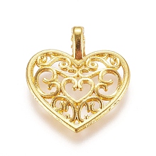 Honeyhandy Zinc Alloy Open Back Bezel Pendants, For DIY UV Resin, Epoxy Resin, Pressed Flower Jewelry, Heart, Golden, 16x14.5x3mm, Hole: 1.5mm