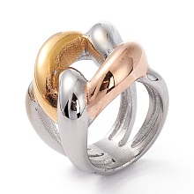 Honeyhandy 304 Stainless Steel Finger Rings, Knot, Multi-color, Size 6~9, Inner Diameter: 16.5~18.9mm