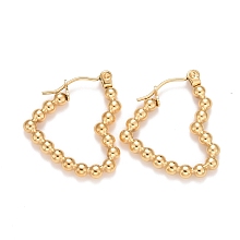 Honeyhandy Ion Plating(IP) Heart 304 Stainless Steel Hoop Earrings for Women, Golden, 23x21x2.6mm, Pin: 0.6mm