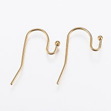 Honeyhandy Ion Plating(IP) 304 Stainless Steel Earring Hooks, Ear Wire, Golden, 21x12x2mm, Pin: 0.8mm