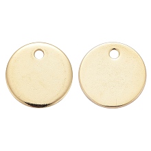 Honeyhandy 202 Stainless Steel Charms, Flat Round, Stamping Blank Tag, Golden, 10x1mm, Hole: 1mm