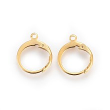 Honeyhandy 304 Stainless Steel Leverback Earring Findings, with Loop, Real 24K Gold Plated, 14.5x12.5x2mm, Hole: 1.2mm