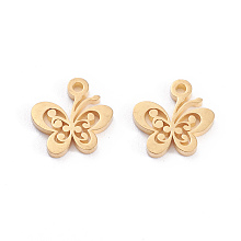 Honeyhandy 304 Stainless Steel Charms, Laser Cut, Butterfly, Golden, 10x10x1mm, Hole: 1.2mm